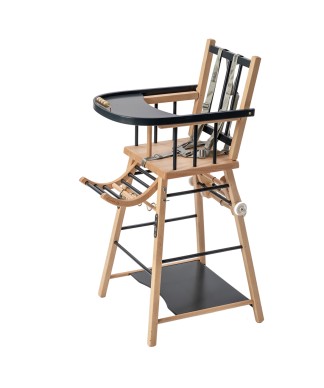 Chaise haute bébé en bois...