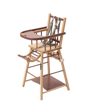 Chaise haute bébé en bois...