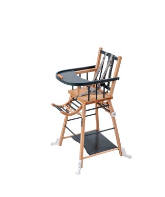 Chaise haute bébé en bois...
