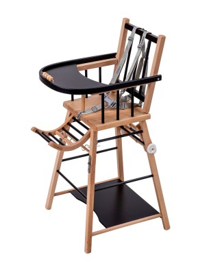 Chaise haute bébé en bois...
