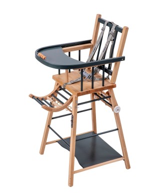 Chaise haute bébé en bois...