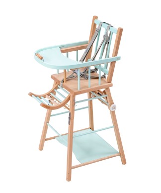 Chaise haute bébé en bois...